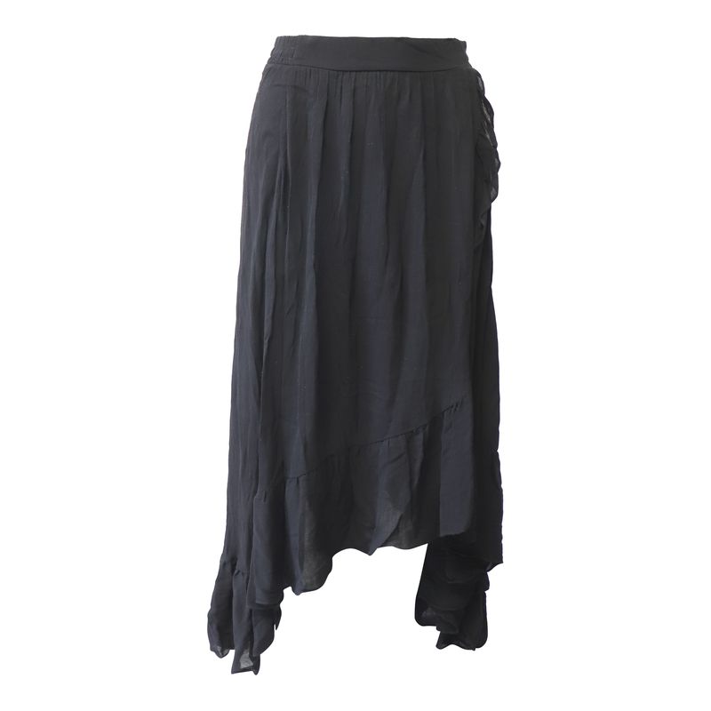 Maje Jonala Wrap-Over Crepe Midi Skirt In Black Viscose
